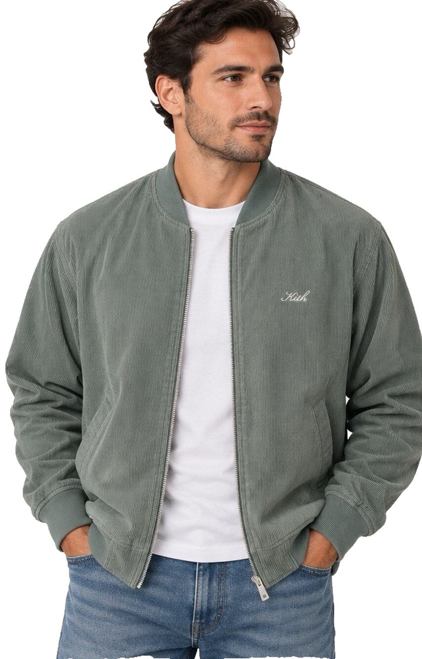 KITH WASHED CORDUROY AVERY BOMBER JACKET VIRTUE GREEN MEN'S SIZE L